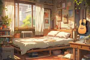 Photo gratuite intérieur confortable dans le style anime