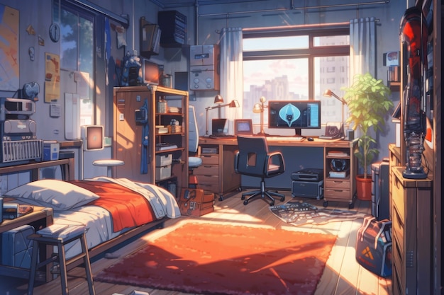 Intérieur confortable dans le style anime