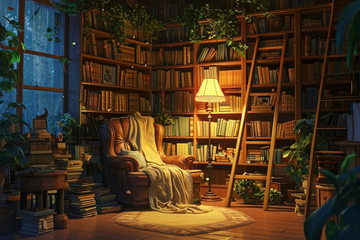 Photo gratuit intérieur confortable de style anime avec des meubles