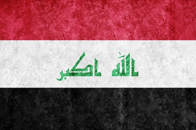 Irak drapeau métallique, drapeau texturé, drapeau grunge