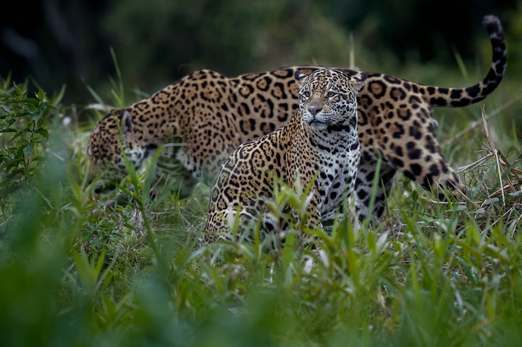 Photo gratuit jaguar américain dans l'habitat naturel de la jungle sud-américaine