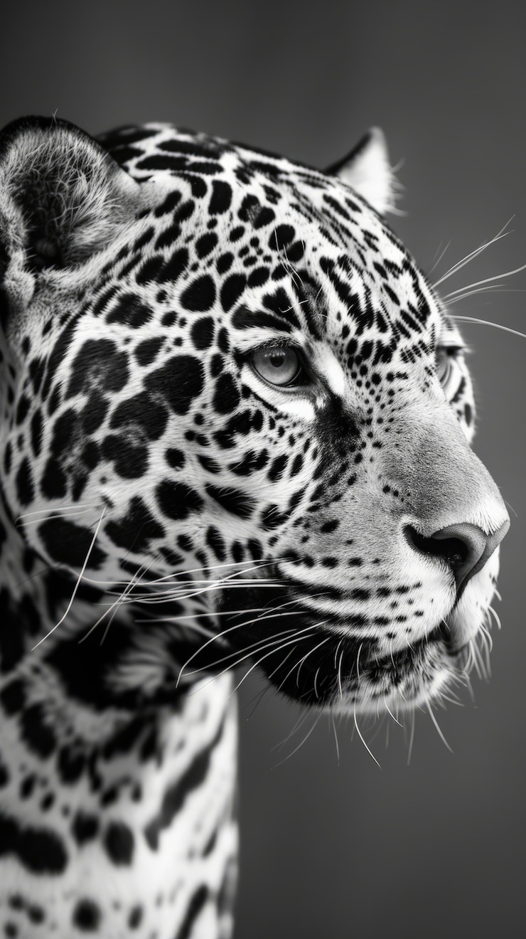 Photo gratuit le jaguar noir et blanc dans la nature