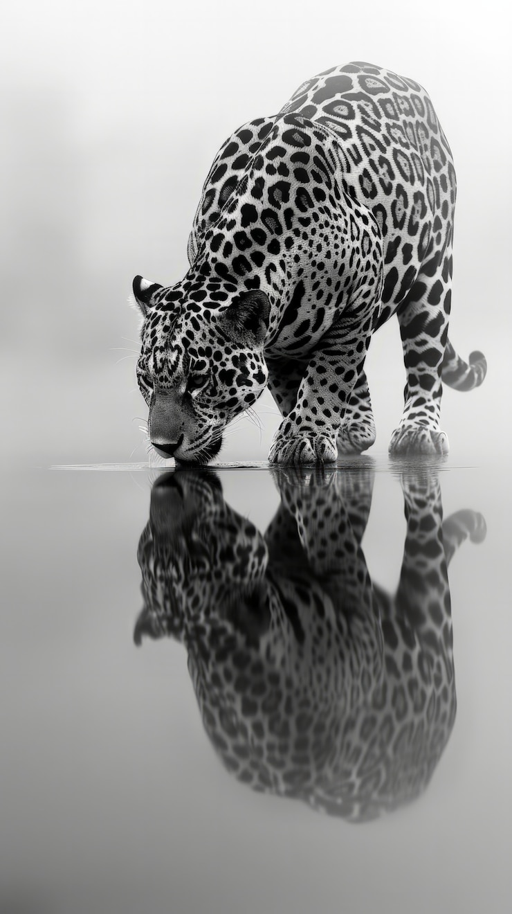 Photo gratuit le jaguar noir et blanc dans la nature