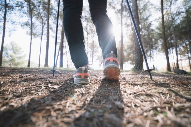 Jambes de personne dans la nature