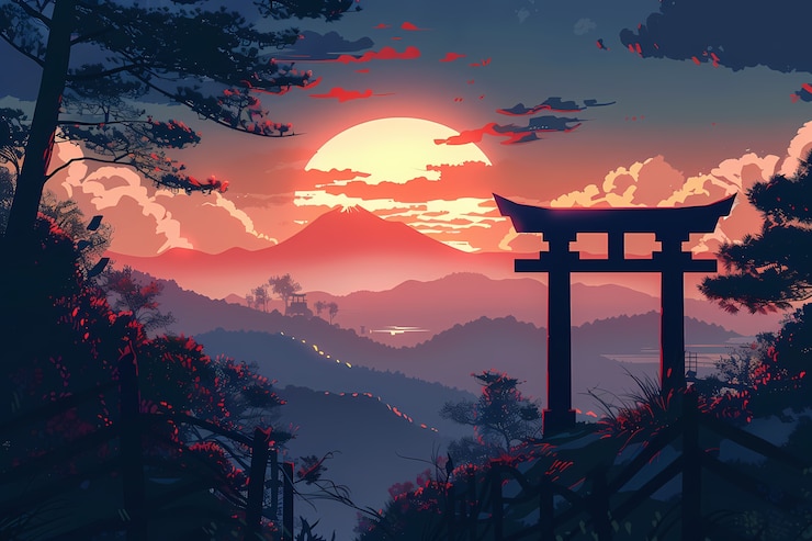 Photo gratuit japon art numérique de fond