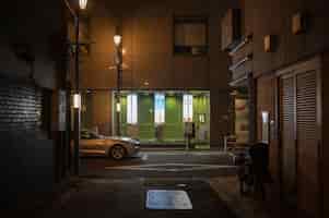 Photo gratuite japon ville de nuit avec voiture sur rue