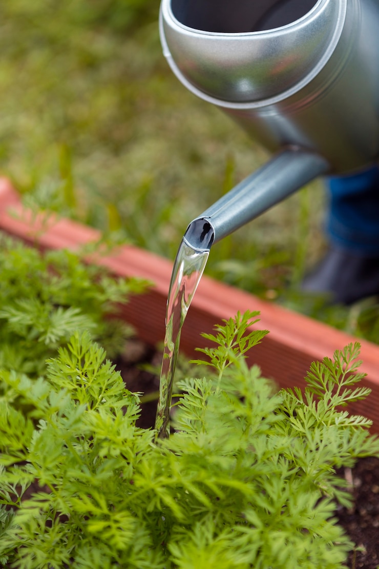 Photo gratuit jardinier gros plan arrosage avec arroseur