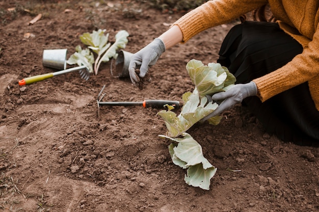 Jardinier avec des outils