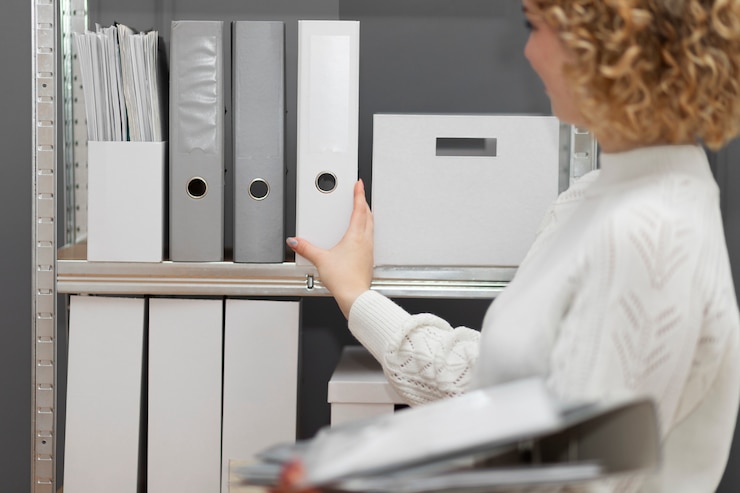 Photo gratuit jeune adulte organisant des documents