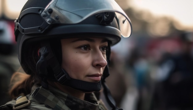 Un jeune adulte portant un casque de sport profite d'une aventure en plein air générée par l'IA