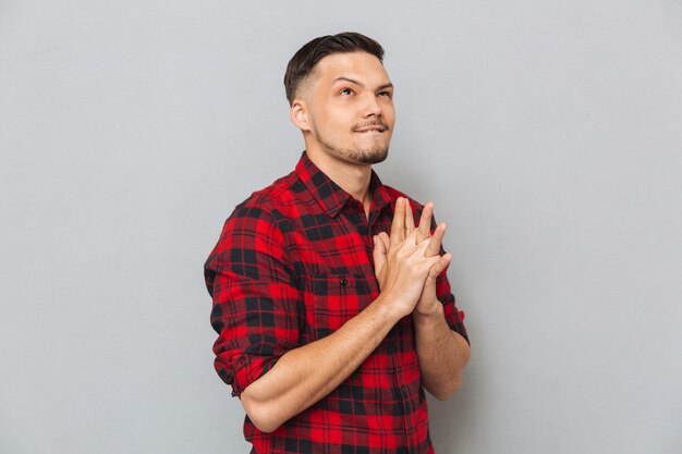 Jeune, chemise, poser, studio