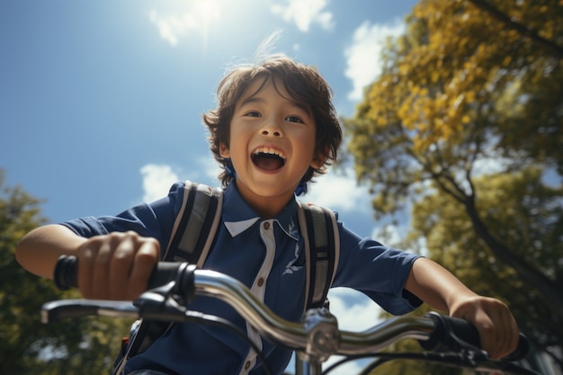 Photo gratuite jeune enfant faisant du vélo