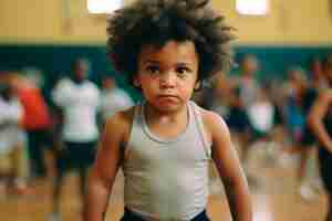 Photo gratuite jeune enfant s'entraînant en gymnastique