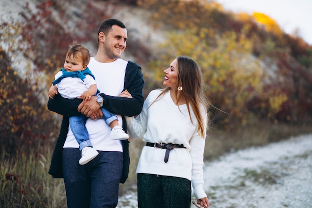 Jeune Famille, à, Petit Fils, Marche, Dans Parc