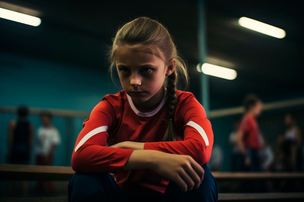 Photo gratuite jeune fille s'entraînant au gymnase dans le sport de gymnastique