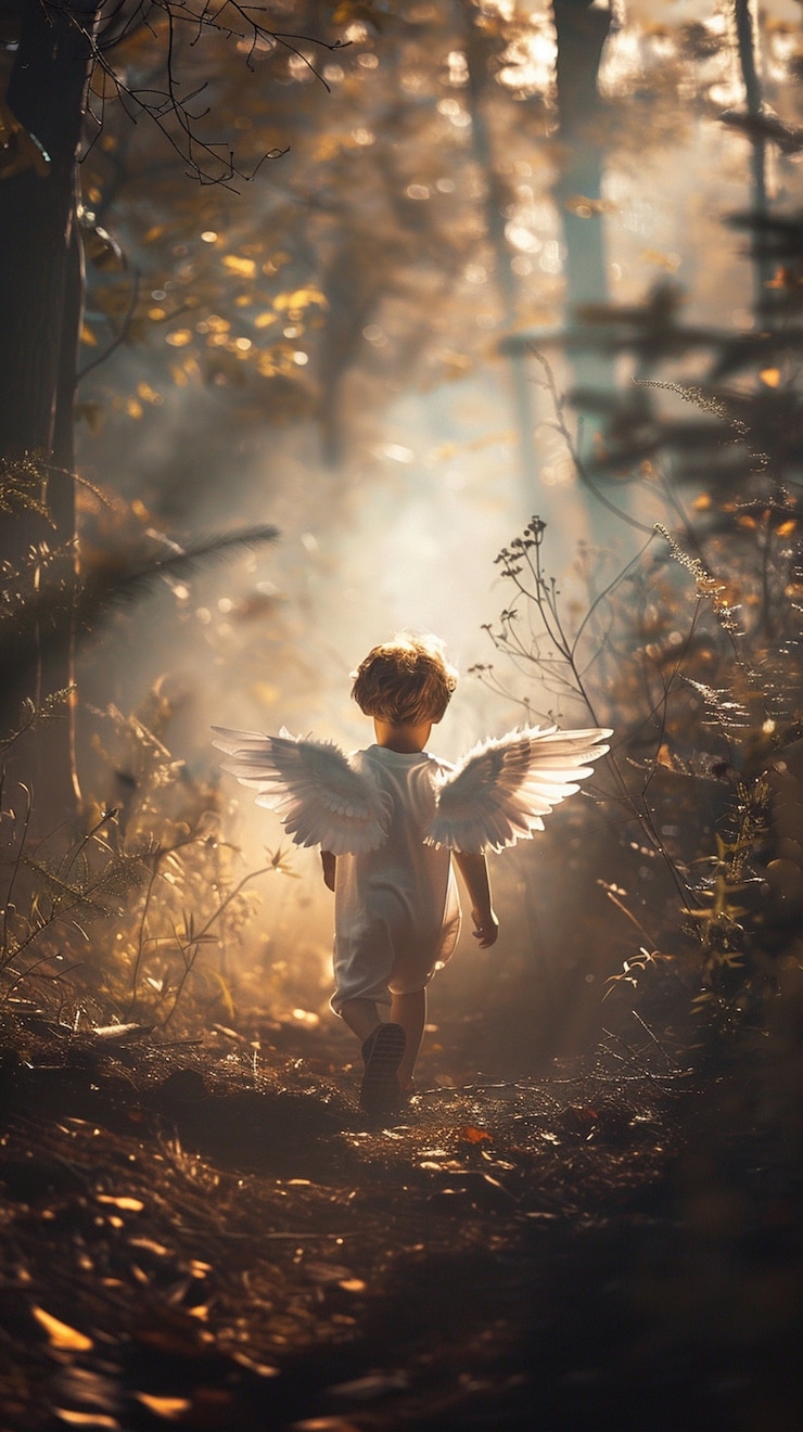 Photo gratuit un jeune garçon dépeint comme un ange
