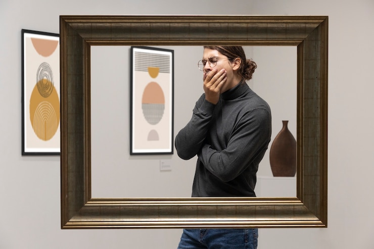 Photo gratuit jeune homme allant à la galerie d'art