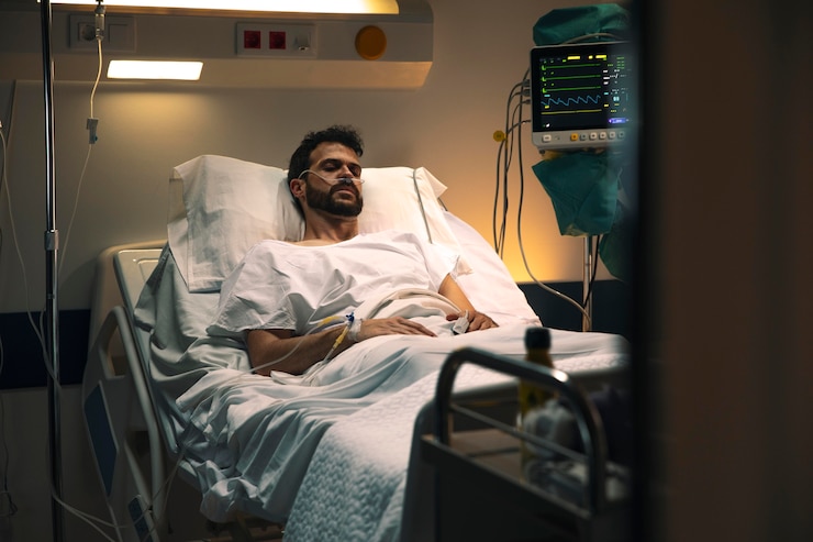 Photo gratuit jeune homme malade dans un lit d'hôpital
