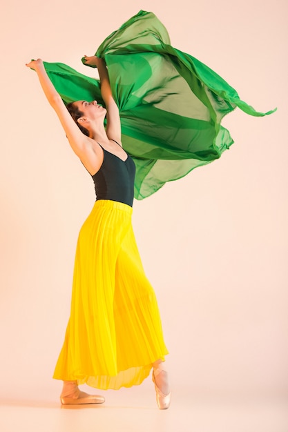 Photo gratuite jeune et incroyablement belle ballerine danse au studio