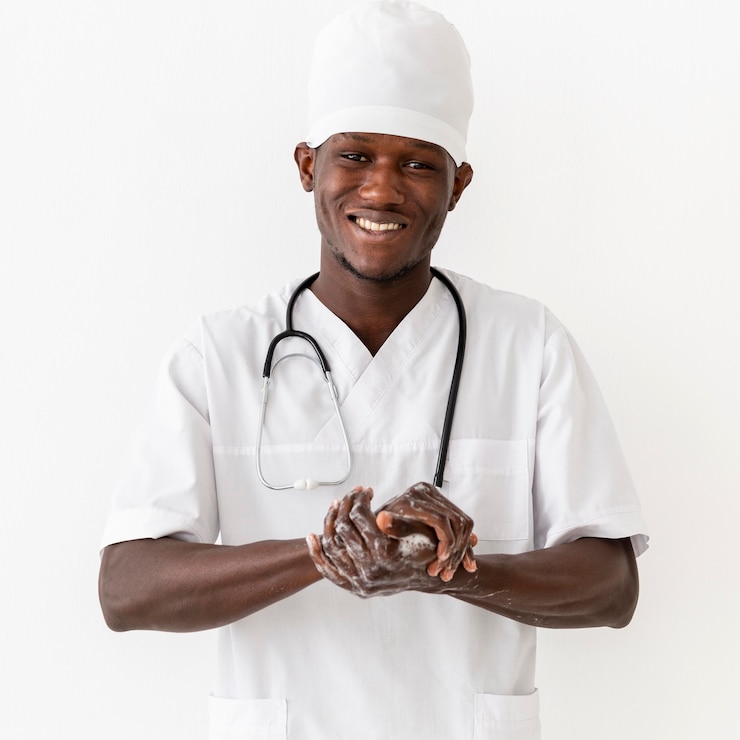 Photo gratuit jeune médecin professionnel se laver les mains