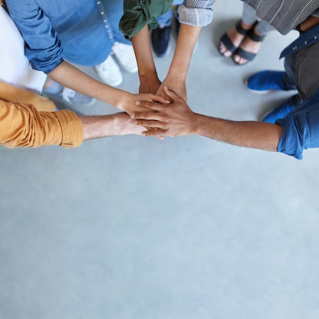 Jeunes collègues travaillant ensemble au café