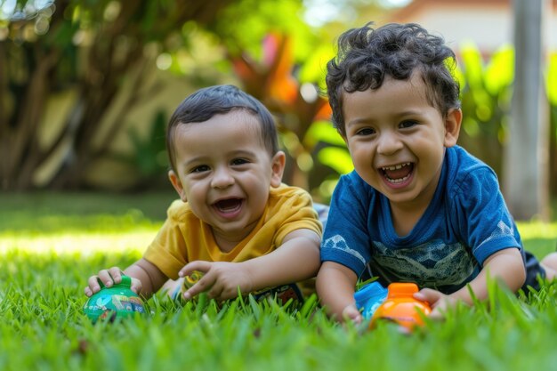 Des jeunes enfants autistes jouant ensemble