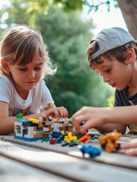 Photo gratuite des jeunes enfants autistes jouant ensemble