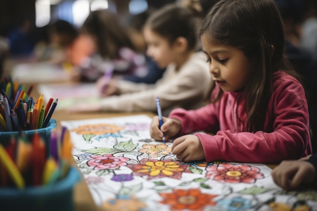 Jeunes étudiants dessinant à l’école