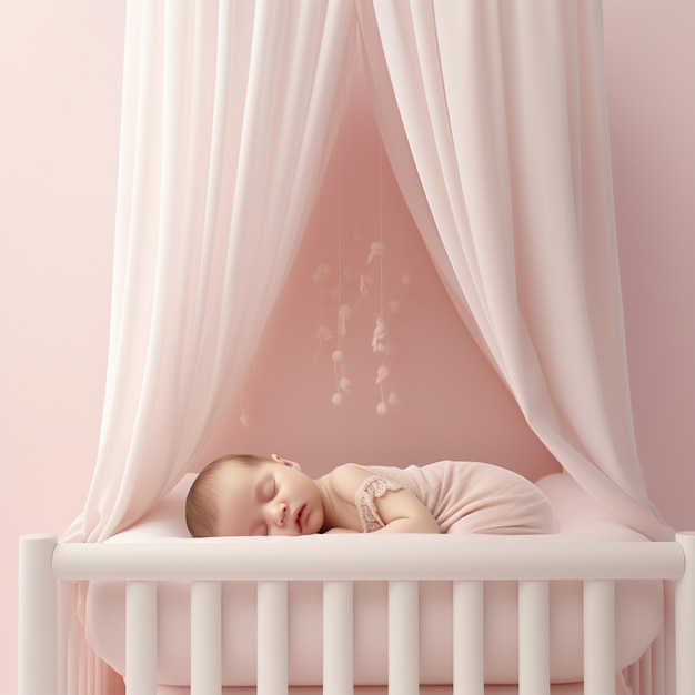 Photo gratuite joli bébé dormant à l'intérieur