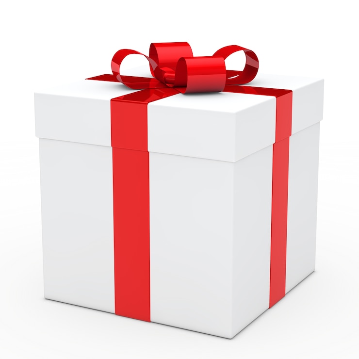 Photo gratuit joli cadeau avec un ruban rouge prêt pour l'anniversaire