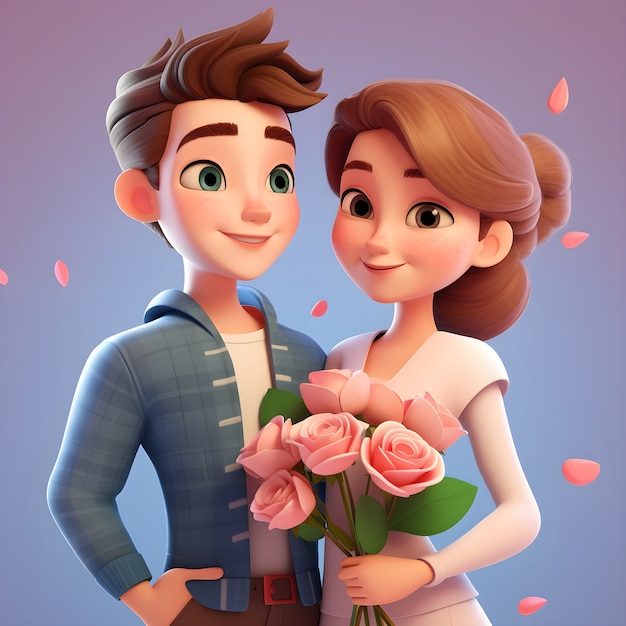 Joli couple avec des fleurs