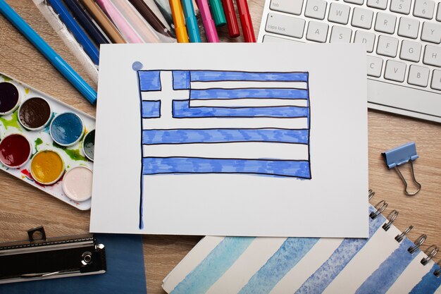 Joli dessin du drapeau grèce