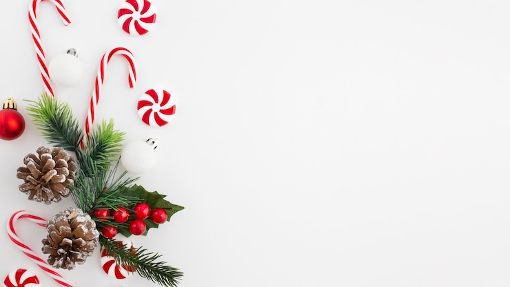 Photo gratuit joli fond de noël sur fond blanc avec espace de copie