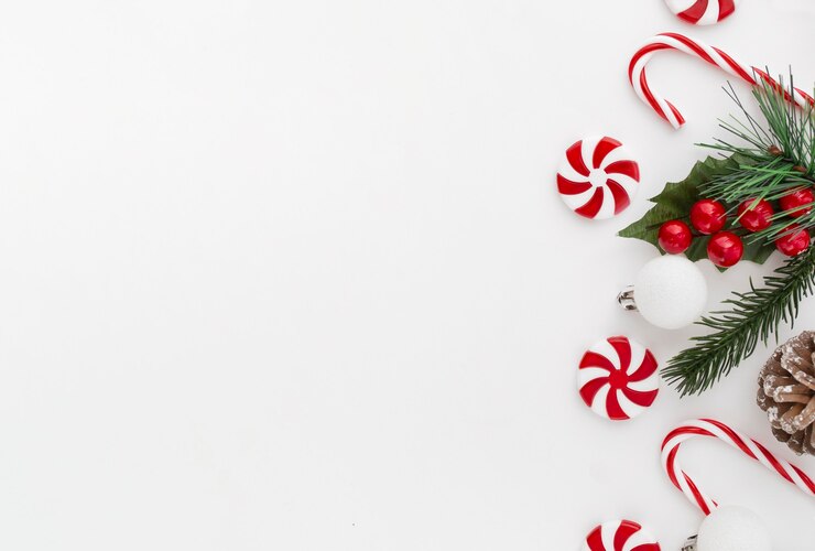 Photo gratuit joli fond de noël sur fond blanc avec espace de copie