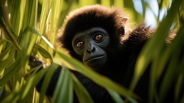 Le joli gibbon dans la nature