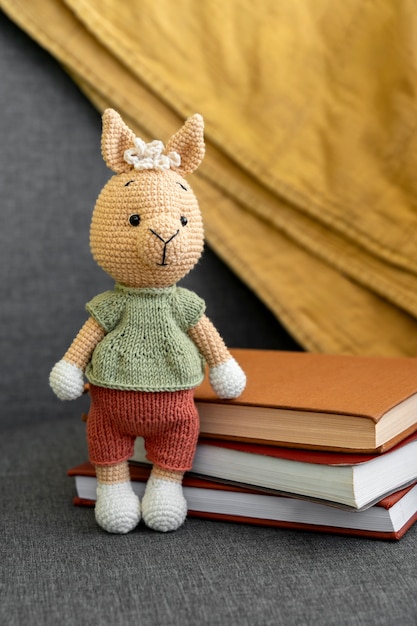 Photo gratuite un joli jouet en peluche fait en crochet