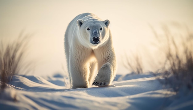 Photo gratuite joli mammifère arctique marchant sur de la glace gelée générée par l'ia