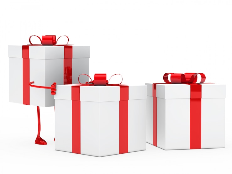Photo gratuit joli personnage organisant des cadeaux