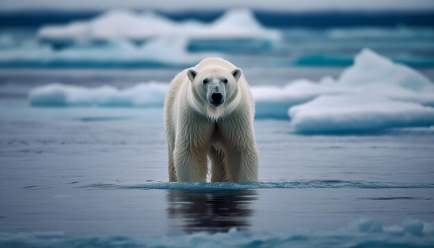 Joli phoque regardant la caméra sur la côte glacée de l'Arctique générée par l'IA