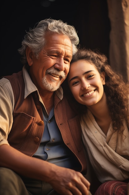 Photo gratuite joli portrait de père et de fille pour la fête du père.