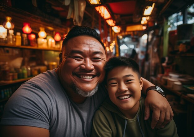 Joli portrait de père et de fils pour la fête du père.