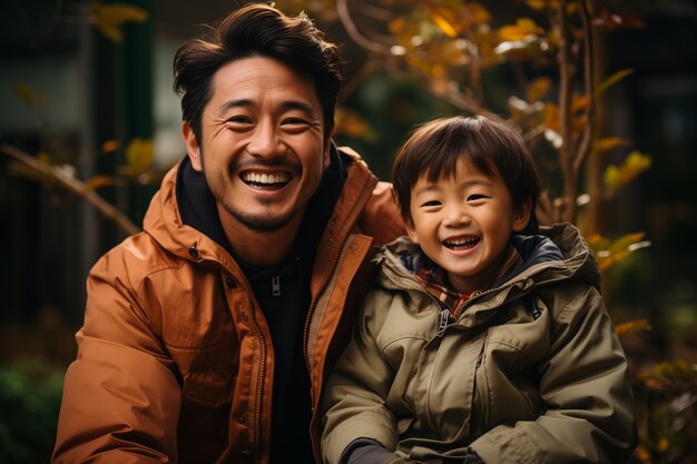 Photo gratuite joli portrait d'un père et de son enfant pour la fête du père.