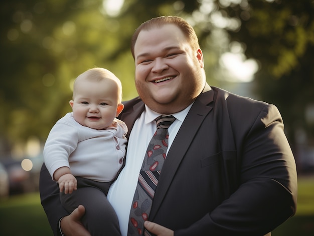 Joli portrait d'un père et de son enfant pour la fête du père.