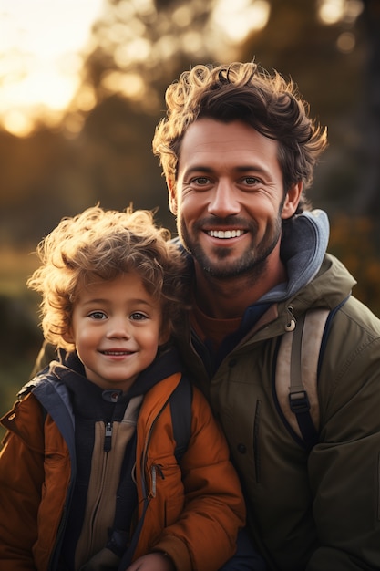 Joli portrait d'un père et de son enfant pour la fête du père.