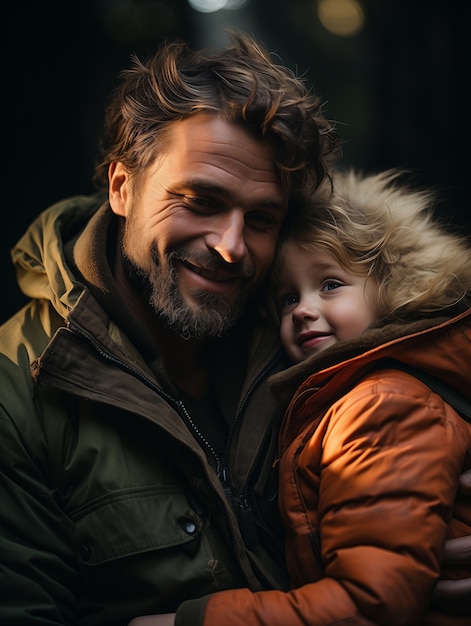 Photo gratuite joli portrait d'un père et de son enfant pour la fête du père.