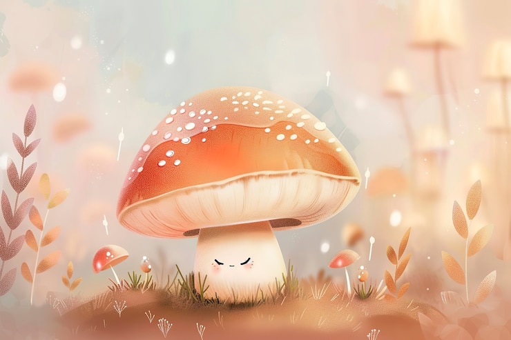 Photo gratuit une jolie illustration de champignon de dessin animé