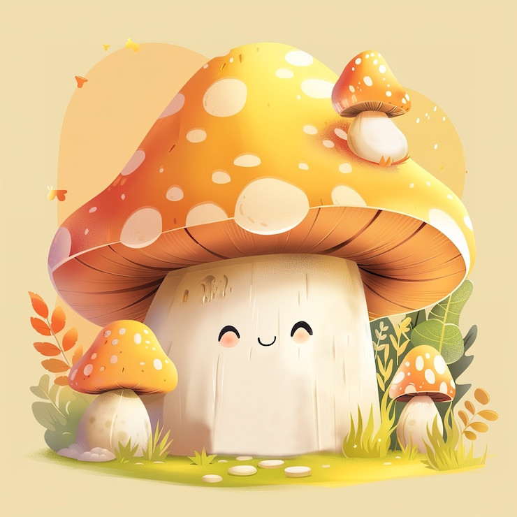 Photo gratuit une jolie illustration de champignon de dessin animé