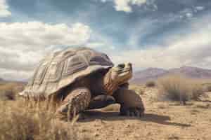 Photo gratuite une jolie tortue dans le désert
