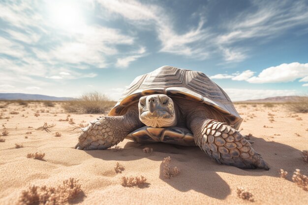 Une jolie tortue dans le désert