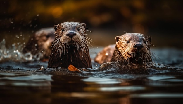 Photo gratuite de jolies moustaches d'otaries mouillées par les éclaboussures générées par l'ia